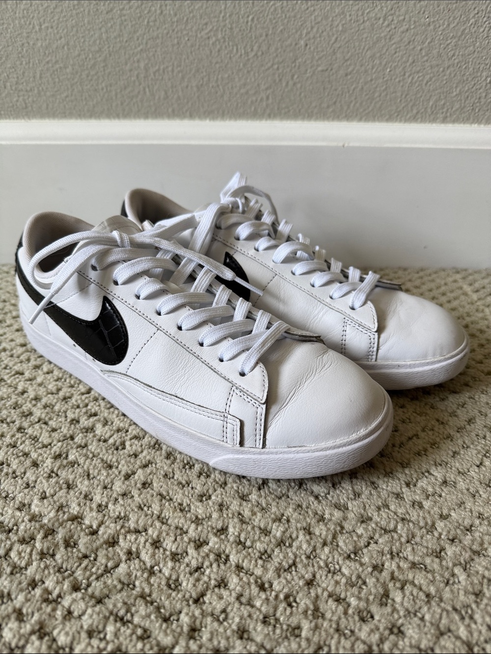 Nike Women’s Blazer Low-Top Sneakers with Black Croc Swoosh Accent